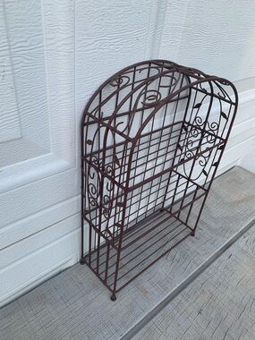 Brown Metal 3-Tier Spice Rack, Rectangular with Arched Top,Free Standing 14”tall